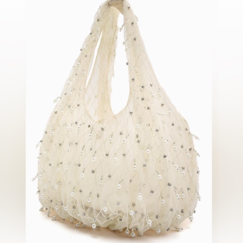 Zara organza shoulder Beaded Bag